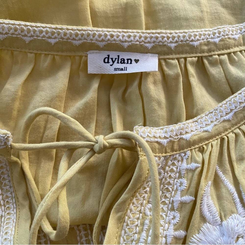 DYLAN x ANTHROPOLOGIE Yellow Embroidered Blouse Small - Picture 3 of 5